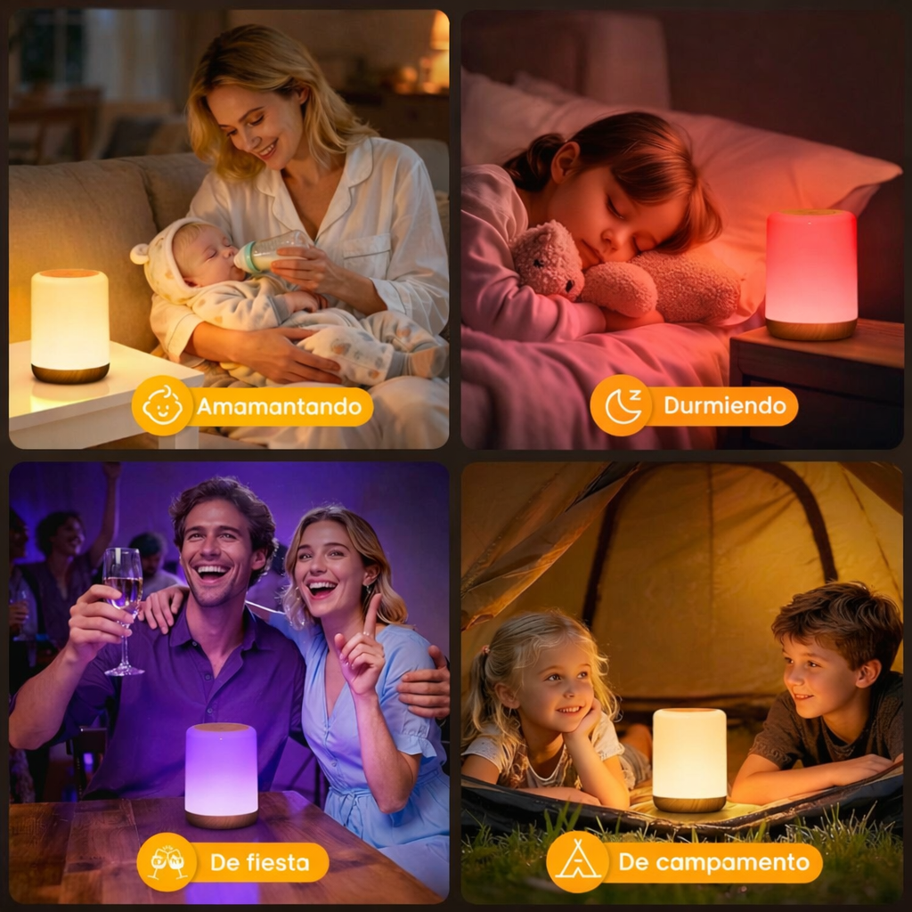 FOMIHEARD – Lámpara de mesita de noche táctil regulable 256 RGB