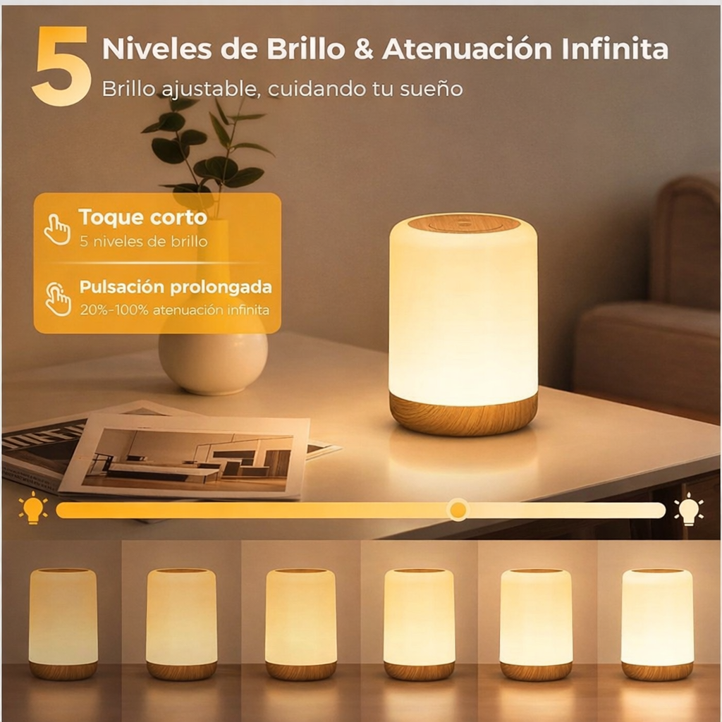 FOMIHEARD – Lámpara de mesita de noche táctil regulable 256 RGB