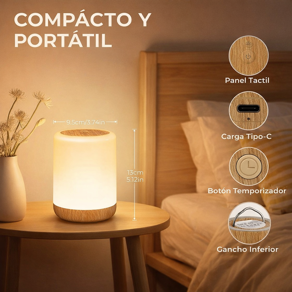 FOMIHEARD – Lámpara de mesita de noche táctil regulable 256 RGB